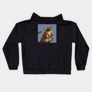 Musical Cat with Saxophone Kids Hoodie